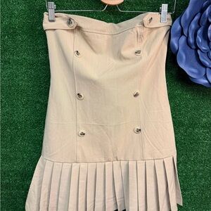 Anthropologie Maeve Beige Tube Top Pleated Dress Size Medium NWT Brand New